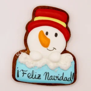 Galleta decorada-Muñeco de Nieve Feliz Navidad