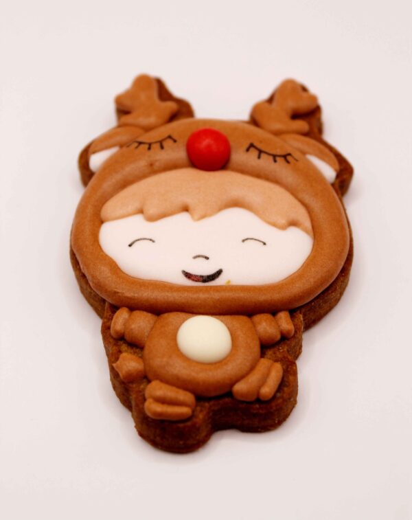 Galleta decorada niño reno