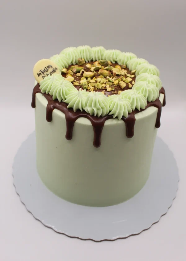Tarta de pistacho y chocolate